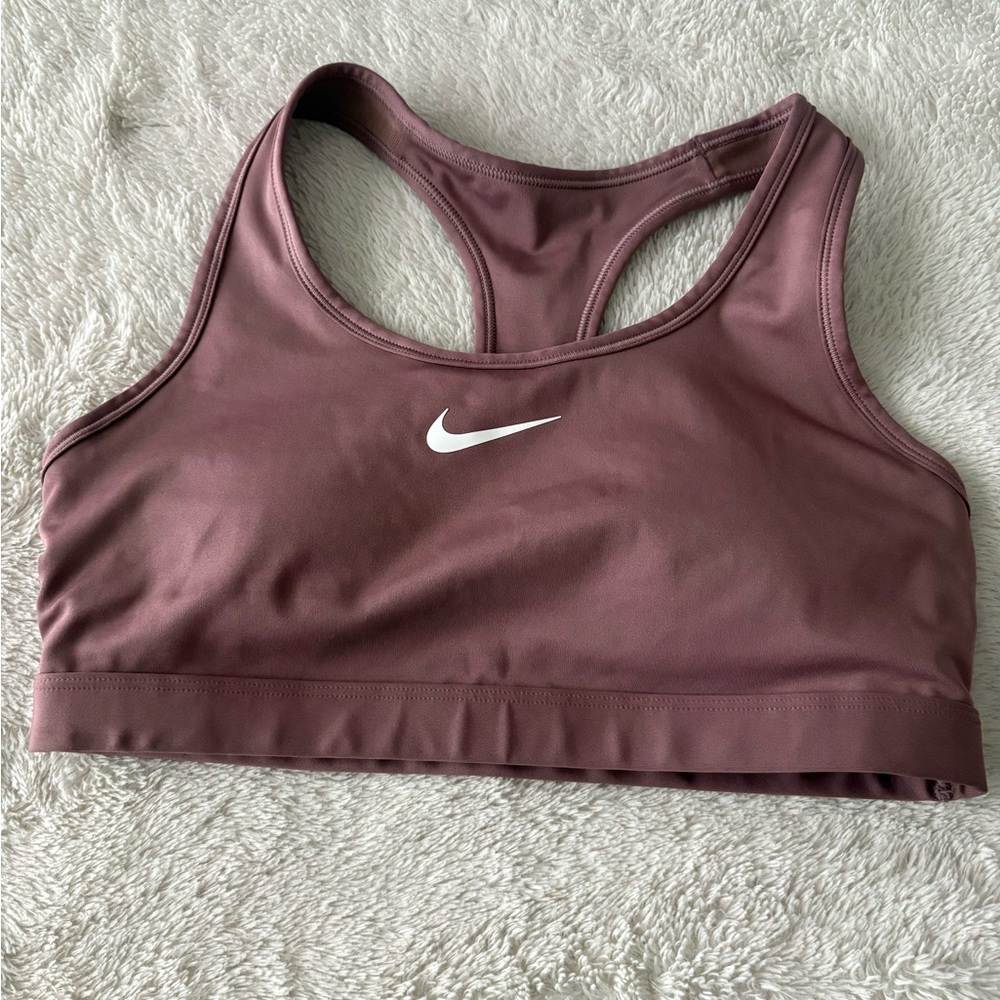 Nike Mauve Racerback Sports Bra with White Swoosh